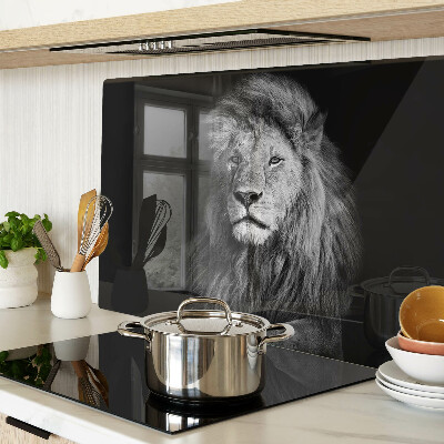 Tagliere in vetro temperato con motivo leone in bianco e nero