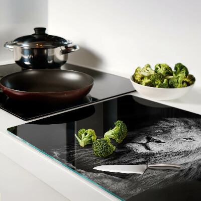 Tagliere in vetro temperato con motivo leone in bianco e nero