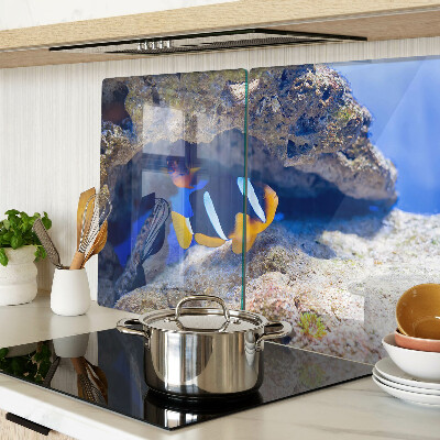 Tagliere in vetro temperato con motivo di pesciolini nella barriera corallina