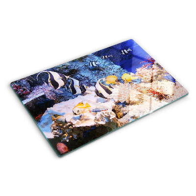 Tagliere in vetro temperato con motivo mondo sottomarino e pesci