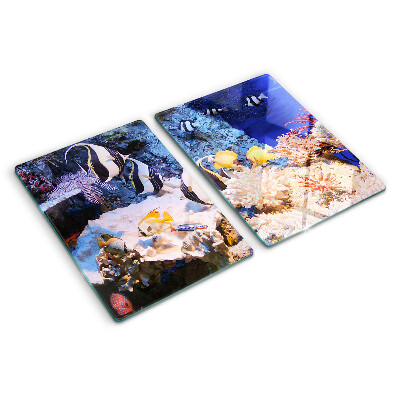 Tagliere in vetro temperato con motivo mondo sottomarino e pesci