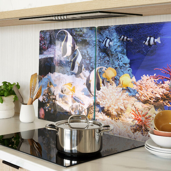 Tagliere in vetro temperato con motivo mondo sottomarino e pesci