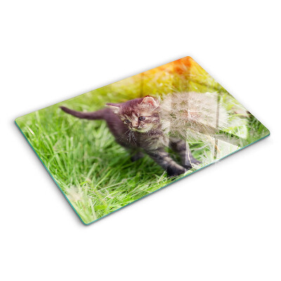 Tagliere in vetro temperato Gatto sull'erba