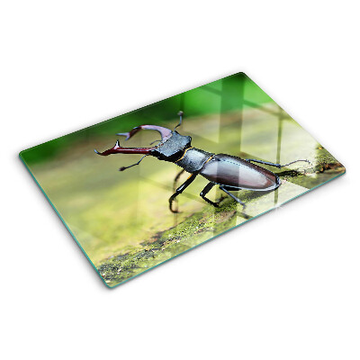 Tagliere in vetro temperato con decorazione raffigurante un cervo maschio su sfondo verde