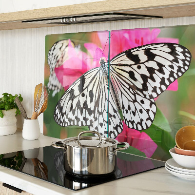 Tagliere in vetro con decorazione a farfalle e fiori