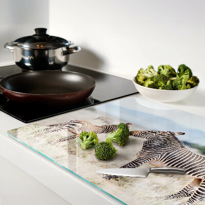 Tagliere in vetro temperato con motivo zebre sul prato