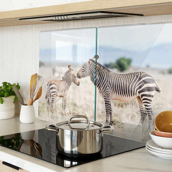 Tagliere in vetro temperato con motivo zebre sul prato