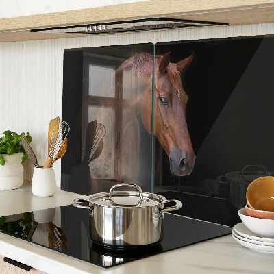 Tagliere in vetro con stampa raffigurante un ritratto di cavallo