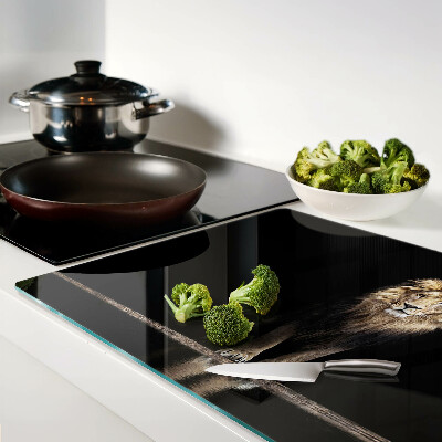 Tagliere in vetro temperato con stampa raffigurante un leone su sfondo scuro