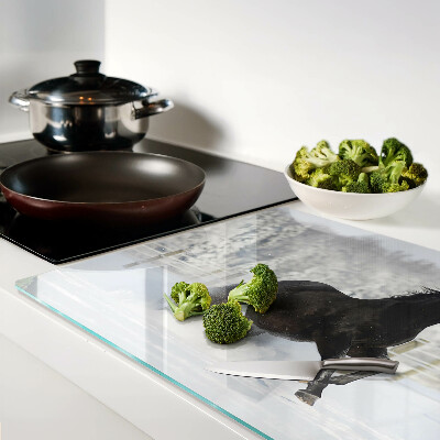 Tagliere in vetro temperato con il decoro di cavalli in un paesaggio invernale