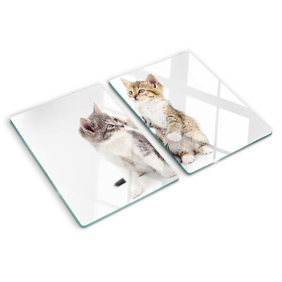 Tagliere in vetro temperato con disegno di gatti su sfondo bianco
