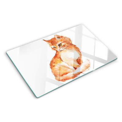 Tagliere in vetro temperato Disegno di un gattino rosso