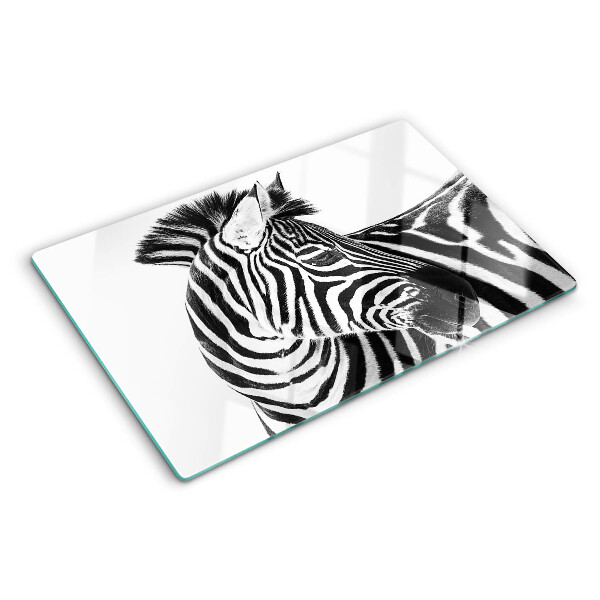 Tagliere in vetro temperato con motivo a zebra con strisce bianche e nere