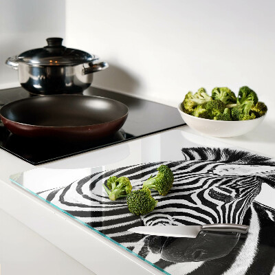Tagliere in vetro temperato con motivo a zebra con strisce bianche e nere