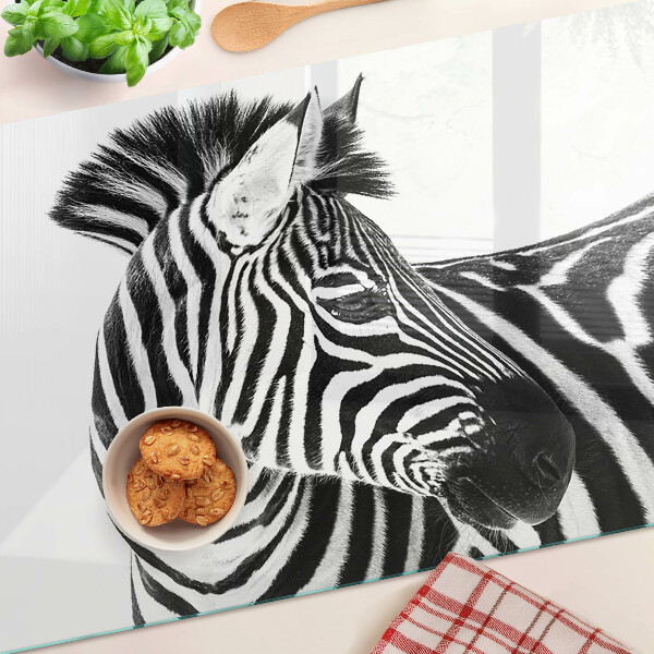 Tagliere in vetro temperato Zebra a strisce bianche e nere