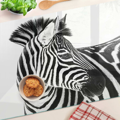 Tagliere in vetro temperato Zebra a strisce bianche e nere