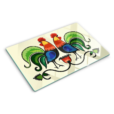 Tagliere in vetro Galli in stile folk