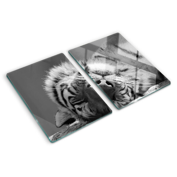 Tagliere in vetro temperato Tigre in bianco e nero