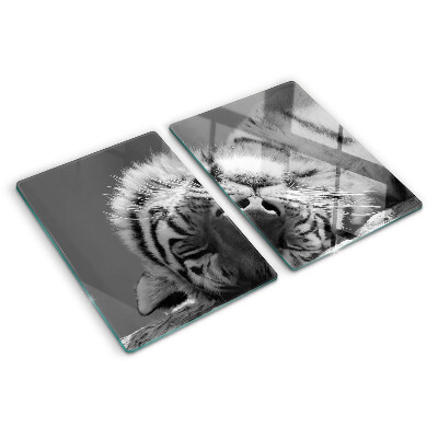 Tagliere in vetro temperato Tigre in bianco e nero