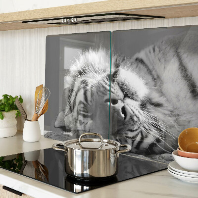 Tagliere in vetro temperato con stampa a motivo tigre in bianco e nero