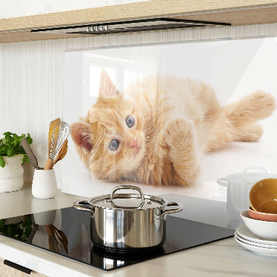 Tagliere in vetro temperato con motivo di gattino rosso su sfondo bianco