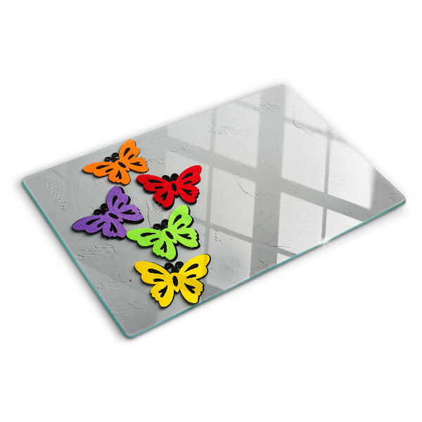 Tagliere in vetro temperato con motivo di farfalle colorate
