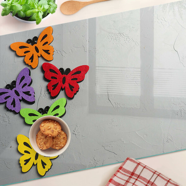Tagliere in vetro temperato con motivo di farfalle colorate