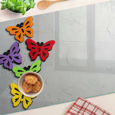 Tagliere in vetro temperato con motivo di farfalle colorate