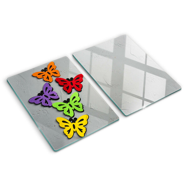 Tagliere in vetro temperato con motivo di farfalle colorate