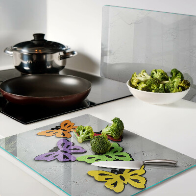 Tagliere in vetro temperato con motivo di farfalle colorate