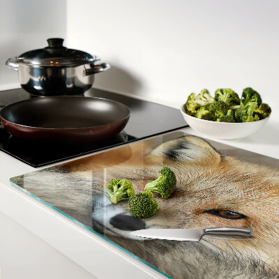 Tagliere in vetro con stampa della giovane volpe rossa