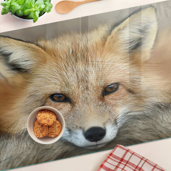 Tagliere in vetro con stampa della giovane volpe rossa