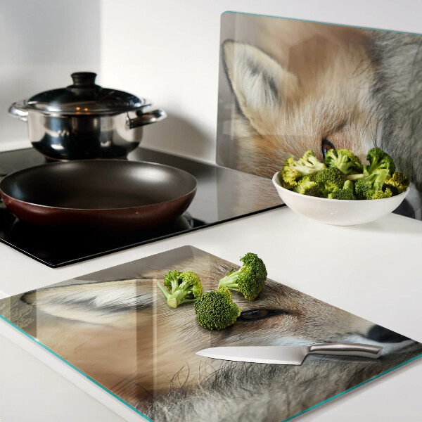 Tagliere in vetro con stampa della giovane volpe rossa