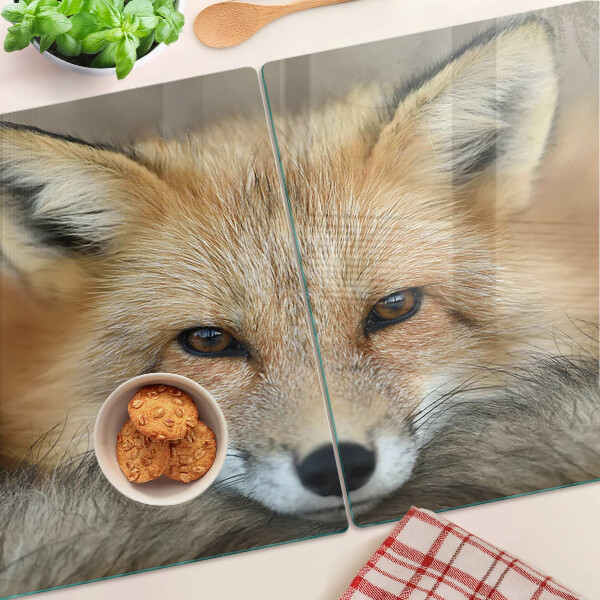 Tagliere in vetro con stampa della giovane volpe rossa