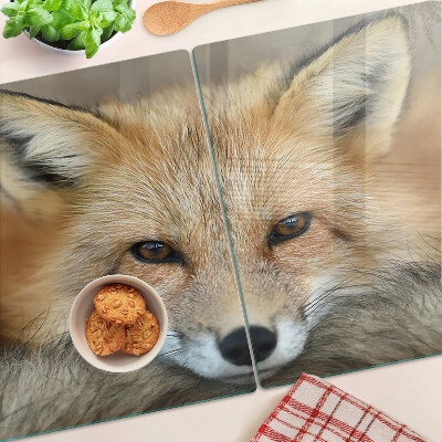 Tagliere in vetro con stampa della giovane volpe rossa