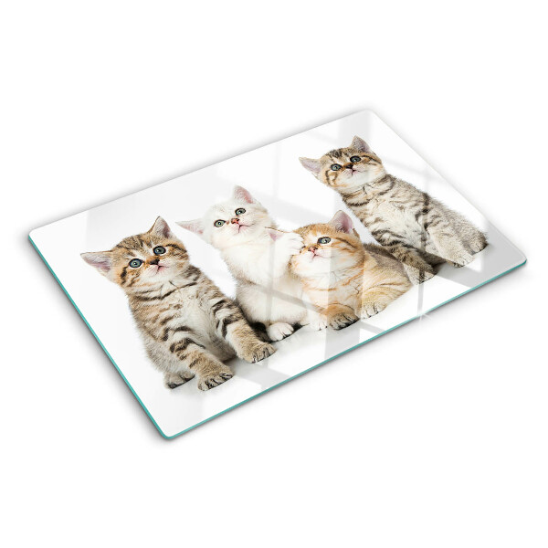Tagliere in vetro temperato con stampa di un branco di gattini