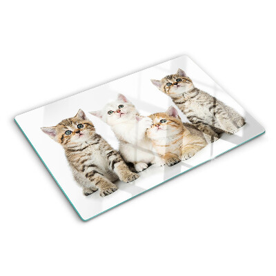 Tagliere in vetro temperato con stampa di un branco di gattini