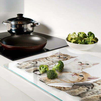 Tagliere in vetro temperato con stampa di un branco di gattini