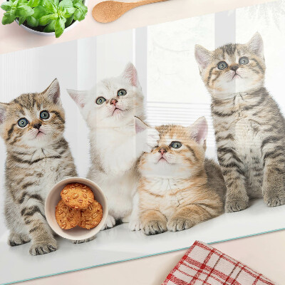 Tagliere in vetro temperato con stampa di un branco di gattini