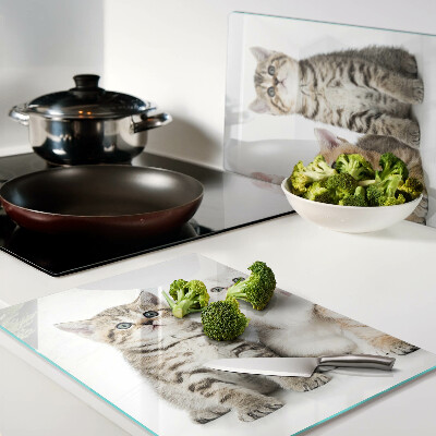 Tagliere in vetro temperato con stampa di un branco di gattini