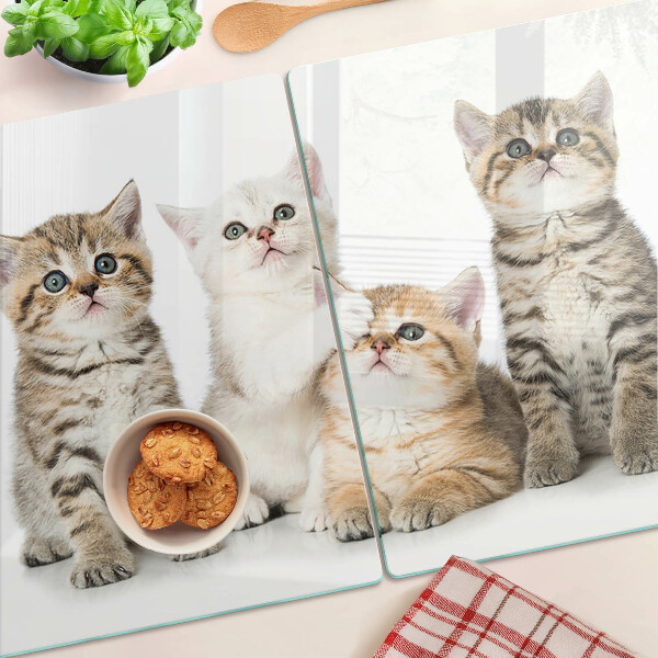 Tagliere in vetro temperato con stampa di un branco di gattini