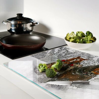 Tagliere in vetro temperato con decorazione raffigurante cavalli da tiro nella neve