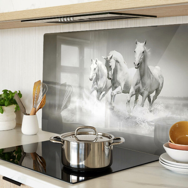 Tagliere in vetro temperato con motivo di cavalli nell'acqua