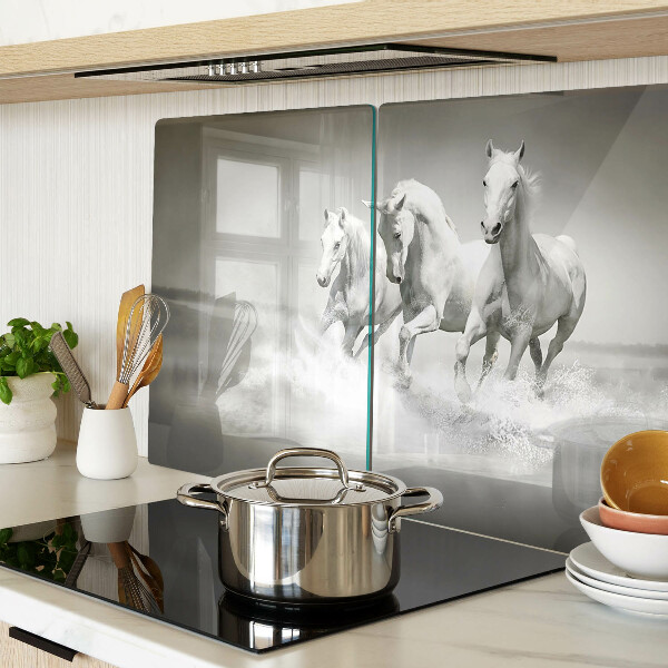 Tagliere in vetro temperato con motivo di cavalli nell'acqua