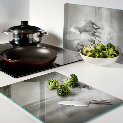 Tagliere in vetro temperato con motivo di cavalli nell'acqua