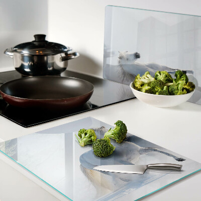 Tagliere in vetro temperato con stampa raffigurante due cavalli bianchi in pieno galoppo