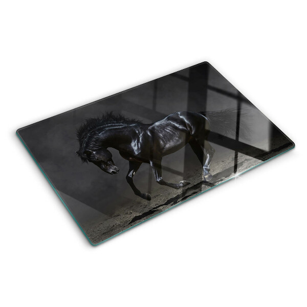 Tagliere in vetro Cavallo nero in movimento