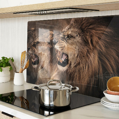 Tagliere in vetro con decorazione raffigurante leoni ruggenti