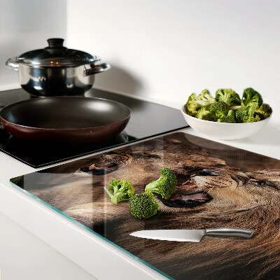 Tagliere in vetro con decorazione raffigurante leoni ruggenti