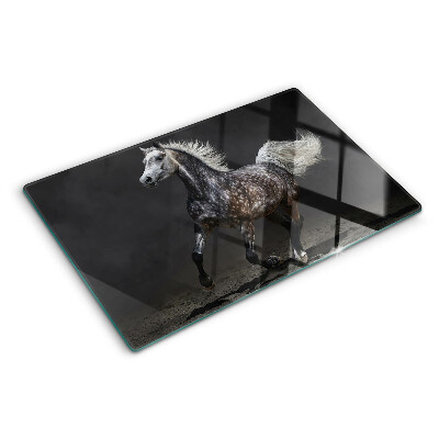 Tagliere in vetro temperato con stampa di cavallo pezzato in corsa